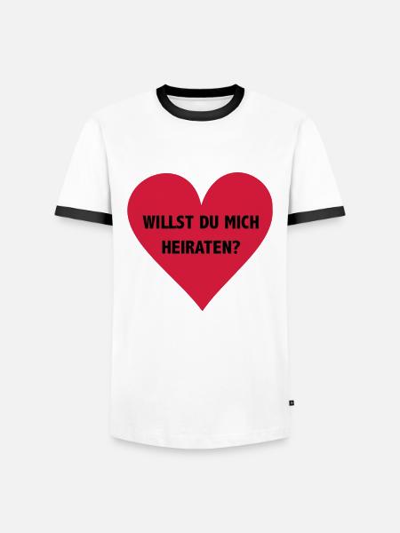 willst du mich heiraten? - Männer Kontrast-T-Shirt - Weiß/Schwarz