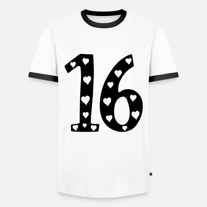 16 birthday with heart - Men's Ringer Shirt - white/black