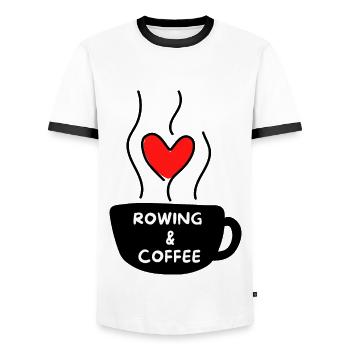 Rudern und Kaffee - Männer Kontrast-T-Shirt - Weiß/Schwarz - Vorne - AI Model Female 172 light (172cm) & AI Model Male 178 dark (178cm)