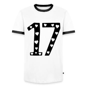 17 birthday with heart - Men's Ringer Shirt - white/black - Front - AI Model Female 172 light (172cm) & AI Model Male 178 dark (178cm)