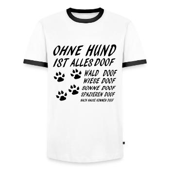 Ohne Hund ist alles Doof - Männer Kontrast-T-Shirt - Weiß/Schwarz - Vorne - AI Model Female 172 light (172cm) & AI Model Male 178 dark (178cm)
