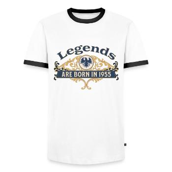 Legends Are Born in 1955 Geburtstag Geschenkidee - Männer Kontrast-T-Shirt - Weiß/Schwarz - Vorne - AI Model Female 172 light (172cm) & AI Model Male 178 dark (178cm)