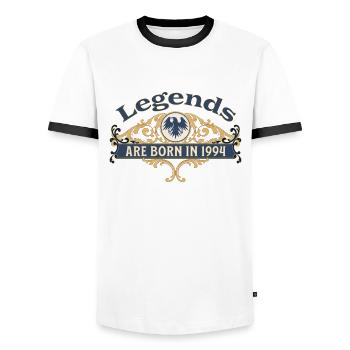 Des légendes sont nées en 1994 Idée cadeau d’anniversaire - T-shirt contrasté Homme - blanc/noir - Devant - AI Model Female 172 light (172cm) & AI Model Male 178 dark (178cm)