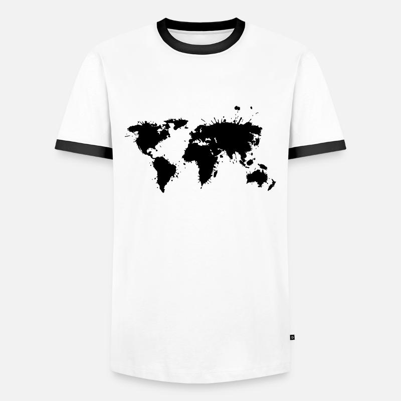 Weltkarte Splash - Männer Kontrast-T-Shirt - Weiß/Schwarz