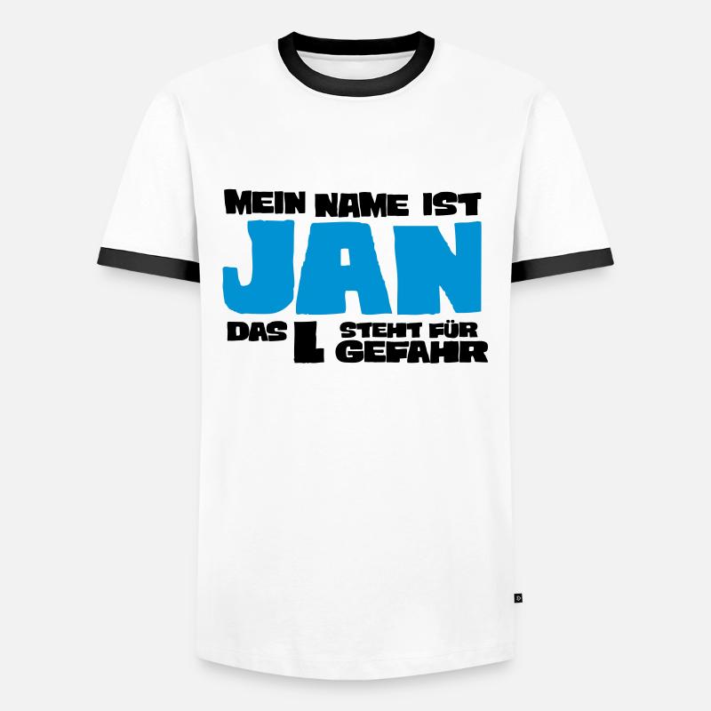 jan - Männer Kontrast-T-Shirt - Weiß/Schwarz