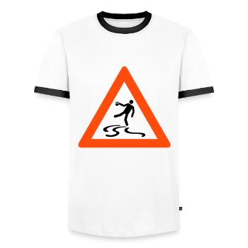 schleudergefahr - T-shirt contrasté Homme - blanc/noir - Devant - AI Model Female 172 light (172cm) & AI Model Male 178 dark (178cm)