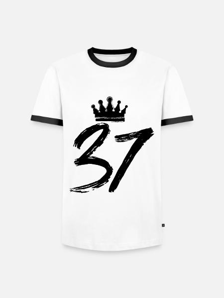 37 Couronne numérique - T-shirt contrasté Homme - blanc/noir