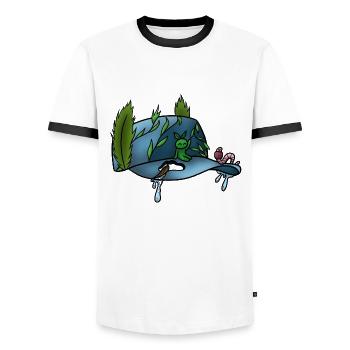 La Casquette De Pousse ! - T-shirt contrasté Homme - blanc/noir - Devant - AI Model Female 172 light (172cm) & AI Model Male 178 dark (178cm)