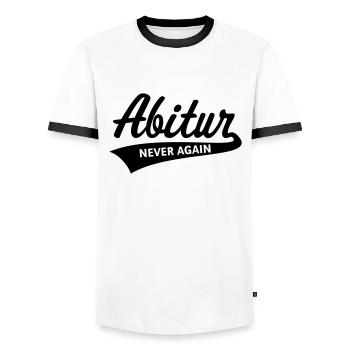 Abitur – Never Again (Abiturient / Abi / Black) - Männer Kontrast-T-Shirt - Weiß/Schwarz - Vorne - AI Model Female 172 light (172cm) & AI Model Male 178 dark (178cm)