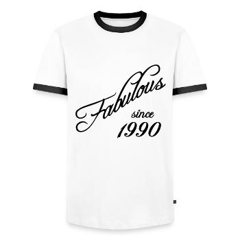 Fabulous since 1990 - Männer Kontrast-T-Shirt - Weiß/Schwarz - Vorne - AI Model Female 172 light (172cm) & AI Model Male 178 dark (178cm)