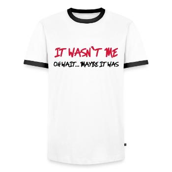 It wasn't me - Oh wait…maybe it was - Men's Ringer Shirt - white/black - Front - AI Model Female 172 light (172cm) & AI Model Male 178 dark (178cm)