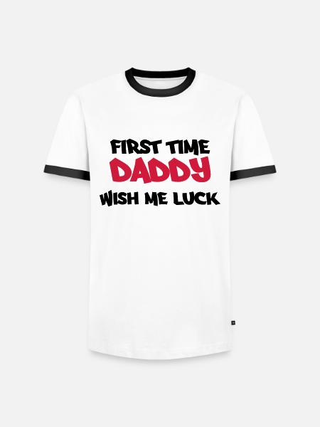 First time Daddy - Männer Kontrast-T-Shirt - Weiß/Schwarz