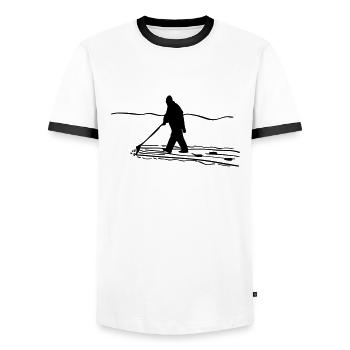 Push the snow - Men's Ringer Shirt - white/black - Front - AI Model Female 172 light (172cm) & AI Model Male 178 dark (178cm)