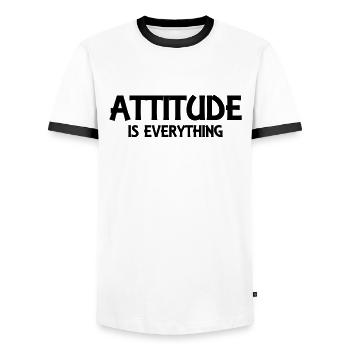 Attitude is everything - Men's Ringer Shirt - white/black - Front - AI Model Female 172 light (172cm) & AI Model Male 178 dark (178cm)