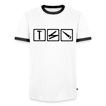 Werkzeug - Handwerker - Männer Kontrast-T-Shirt - Weiß/Schwarz - Vorne - AI Model Female 172 light (172cm) & AI Model Male 178 dark (178cm)