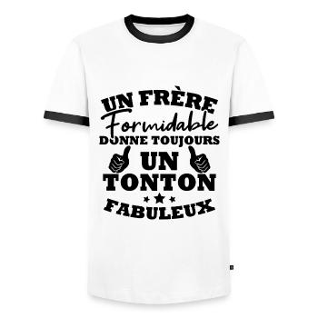 Frère formidable donne toujours un tonton fabuleux - T-shirt contrasté Homme - blanc/noir - Devant - AI Model Female 172 light (172cm) & AI Model Male 178 dark (178cm)