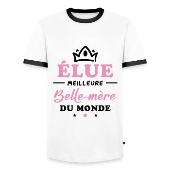 Élue meilleure belle mère du monde - T-shirt contrasté Homme - blanc/noir - Devant - AI Model Female 172 light (172cm) & AI Model Male 178 dark (178cm)