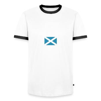 Scotland flag - Men's Ringer Shirt - white/black - Front - AI Model Female 172 light (172cm) & AI Model Male 178 dark (178cm)