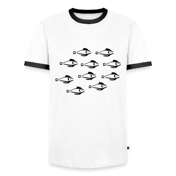Fische - Männer Kontrast-T-Shirt - Weiß/Schwarz - Vorne - AI Model Female 172 light (172cm) & AI Model Male 178 dark (178cm)
