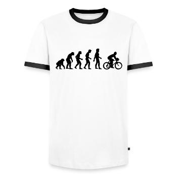 Entwicklung Mann Radfahren - Männer Kontrast-T-Shirt - Weiß/Schwarz - Vorne - AI Model Female 172 light (172cm) & AI Model Male 178 dark (178cm)