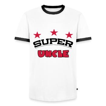 Super uncle - Men's Ringer Shirt - white/black - Front - AI Model Female 172 light (172cm) & AI Model Male 178 dark (178cm)