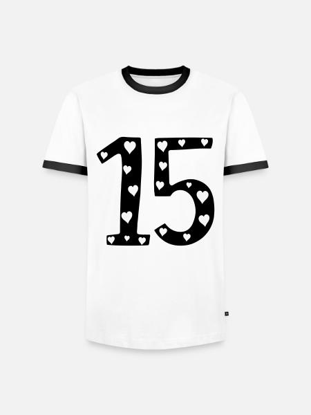 15 birthday with heart - Men's Ringer Shirt - white/black