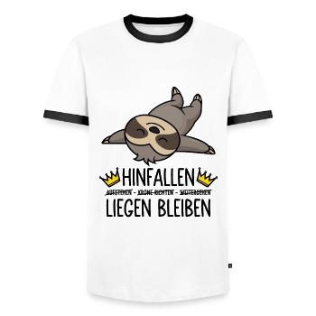 Hinfallen Liegen Bleiben - Faultier - Männer Kontrast-T-Shirt - Weiß/Schwarz - Vorne - AI Model Female 172 light (172cm) & AI Model Male 178 dark (178cm)