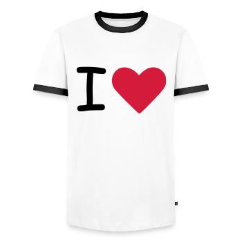 I love - I heart - Men's Ringer Shirt - white/black - Front - AI Model Female 172 light (172cm) & AI Model Male 178 dark (178cm)