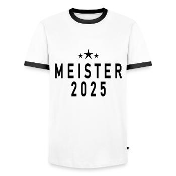 Meister 2025 - Männer Kontrast-T-Shirt - Weiß/Schwarz - Vorne - AI Model Female 172 light (172cm) & AI Model Male 178 dark (178cm)