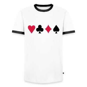 Poker - Männer Kontrast-T-Shirt - Weiß/Schwarz - Vorne - AI Model Female 172 light (172cm) & AI Model Male 178 dark (178cm)