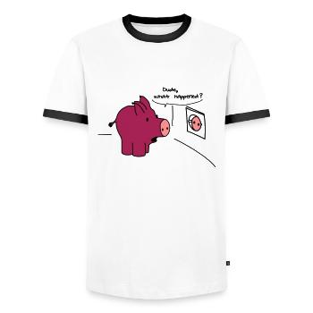 Mec ce, happend? - T-shirt contrasté Homme - blanc/noir - Devant - AI Model Female 172 light (172cm) & AI Model Male 178 dark (178cm)