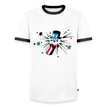 Explosion blast idea fireworks party - Men's Ringer Shirt - white/black - Front - AI Model Female 172 light (172cm) & AI Model Male 178 dark (178cm)