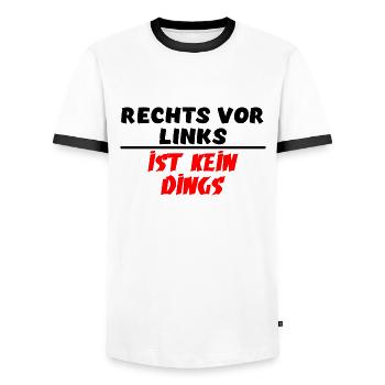Rechts vor Links ist kein Dings - Männer Kontrast-T-Shirt - Weiß/Schwarz - Vorne - AI Model Female 172 light (172cm) & AI Model Male 178 dark (178cm)