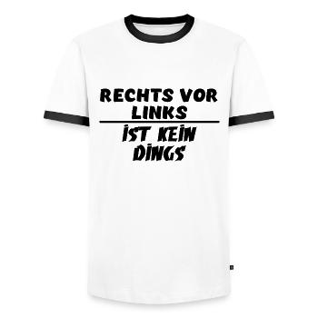 Rechts vor Links ist kein Dings / Fahrschule - Männer Kontrast-T-Shirt - Weiß/Schwarz - Vorne - AI Model Female 172 light (172cm) & AI Model Male 178 dark (178cm)