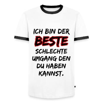 I'm the best bad company... Fun Saying - Men's Ringer Shirt - white/black - Front - AI Model Female 172 light (172cm) & AI Model Male 178 dark (178cm)
