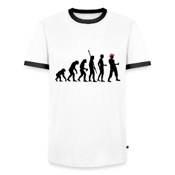 evolution_punk_2c - Männer Kontrast-T-Shirt - Weiß/Schwarz - Vorne - AI Model Female 172 light (172cm) & AI Model Male 178 dark (178cm)