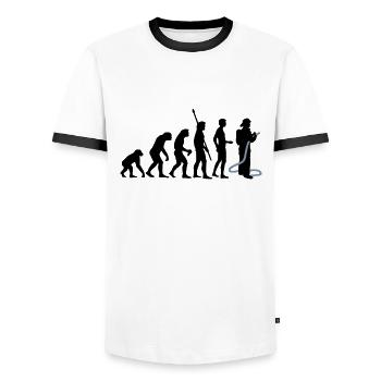 evolution_feuerwehr_b_2c - Männer Kontrast-T-Shirt - Weiß/Schwarz - Vorne - AI Model Female 172 light (172cm) & AI Model Male 178 dark (178cm)