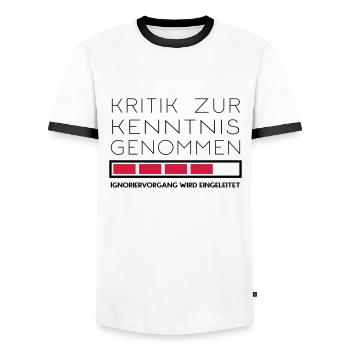 Nicht kritikfähig - Männer Kontrast-T-Shirt - Weiß/Schwarz - Vorne - AI Model Female 172 light (172cm) & AI Model Male 178 dark (178cm)