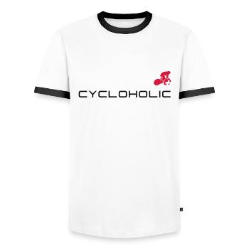 cycloholic - Männer Kontrast-T-Shirt - Weiß/Schwarz - Vorne - AI Model Female 172 light (172cm) & AI Model Male 178 dark (178cm)