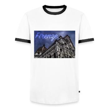Cathédrale de Florence Italie Toscane - T-shirt contrasté Homme - blanc/noir - Devant - AI Model Female 172 light (172cm) & AI Model Male 178 dark (178cm)