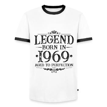 Legend Since 1969 Vintage Born Birthday - Men's Ringer Shirt - white/black - Front - AI Model Female 172 light (172cm) & AI Model Male 178 dark (178cm)