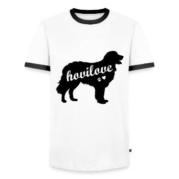 Hovilove Hovawart chien propriétaire de chien chien personne - T-shirt contrasté Homme - blanc/noir - Devant - AI Model Female 172 light (172cm) & AI Model Male 178 dark (178cm)