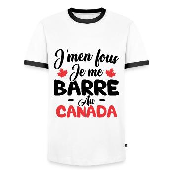 J'men fous je me barre au canada - T-shirt contrasté Homme - blanc/noir - Devant - AI Model Female 172 light (172cm) & AI Model Male 178 dark (178cm)