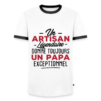 Un artisan légendaire donne un papa exceptionnel - T-shirt contrasté Homme - blanc/noir - Devant - AI Model Female 172 light (172cm) & AI Model Male 178 dark (178cm)