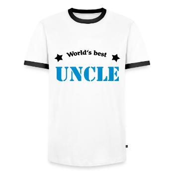 World's best Uncle - Men's Ringer Shirt - white/black - Front - AI Model Female 172 light (172cm) & AI Model Male 178 dark (178cm)