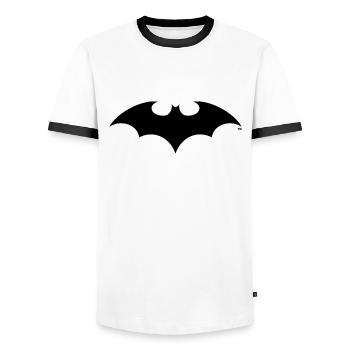 Batman Logo Classic schwarz - Männer Kontrast-T-Shirt - Weiß/Schwarz - Vorne - AI Model Female 172 light (172cm) & AI Model Male 178 dark (178cm)