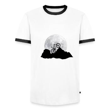 T-shirt de vélo avec vélo vélo roue vélo de montagne - T-shirt contrasté Homme - blanc/noir - Devant - AI Model Female 172 light (172cm) & AI Model Male 178 dark (178cm)
