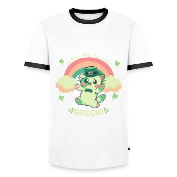 We Wear Green - Men's Ringer Shirt - white/black - Front - AI Model Female 172 light (172cm) & AI Model Male 178 dark (178cm)