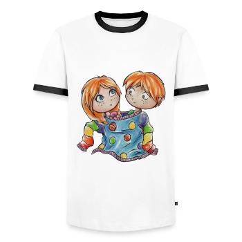 Sternzeichen: Zwillinge - Männer Kontrast-T-Shirt - Weiß/Schwarz - Vorne - AI Model Female 172 light (172cm) & AI Model Male 178 dark (178cm)