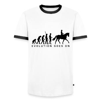 evolution_reiter_b - Männer Kontrast-T-Shirt - Weiß/Schwarz - Vorne - AI Model Female 172 light (172cm) & AI Model Male 178 dark (178cm)